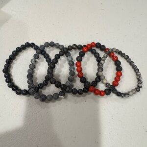 Unisex Mixed lot of 5 natural stones Mookaite beaded stretch bracelets